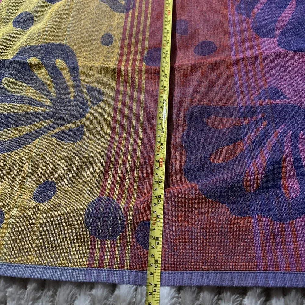Vintage Y2K Beach Towel Retro Multi Color Pattern Shapes Funky Bath Reversible